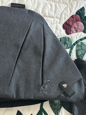 Wander+ Charcoal Gray Sling Bag with Reflective Strap Detail